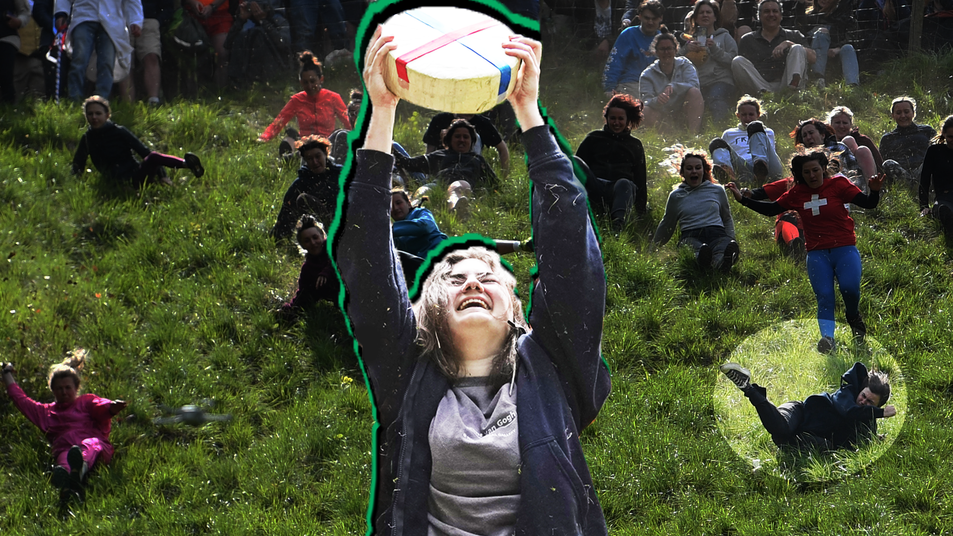 Woman knocked unconscious but wins chaotic U.K. race chasing cheese down a  hill