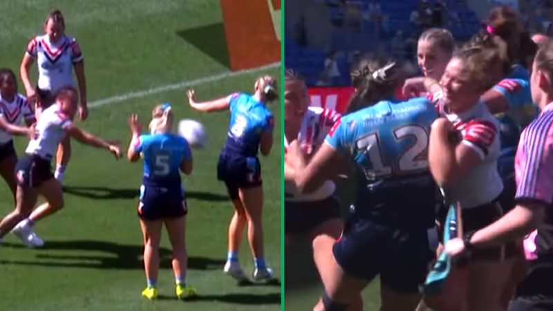 Watch ‘frustrations boil over’ as NRL Women’s players ramp up in anger during hectic brawl